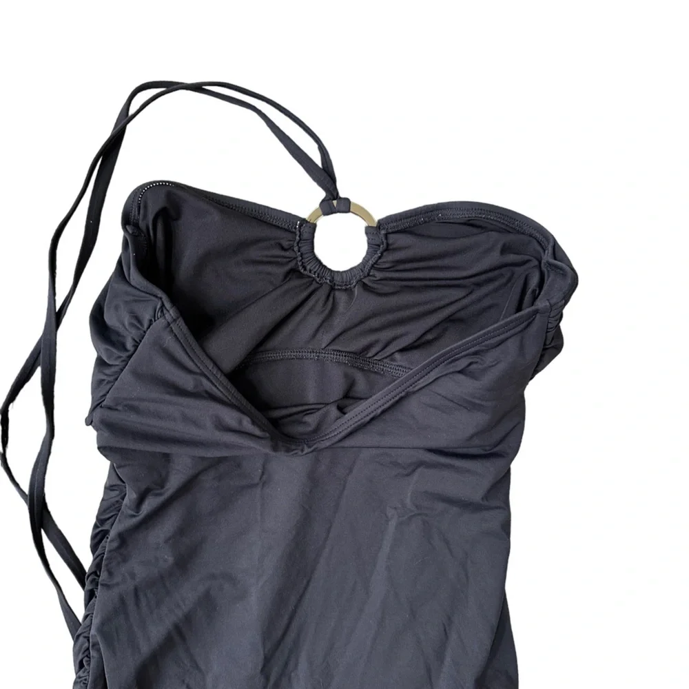 Michael Kors‎ Michael Halter Logo Ring One Piece Swimsuit in Black Size: 10